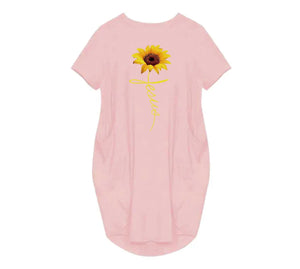 Women's Faith Sunflower Print Loose Size Dress