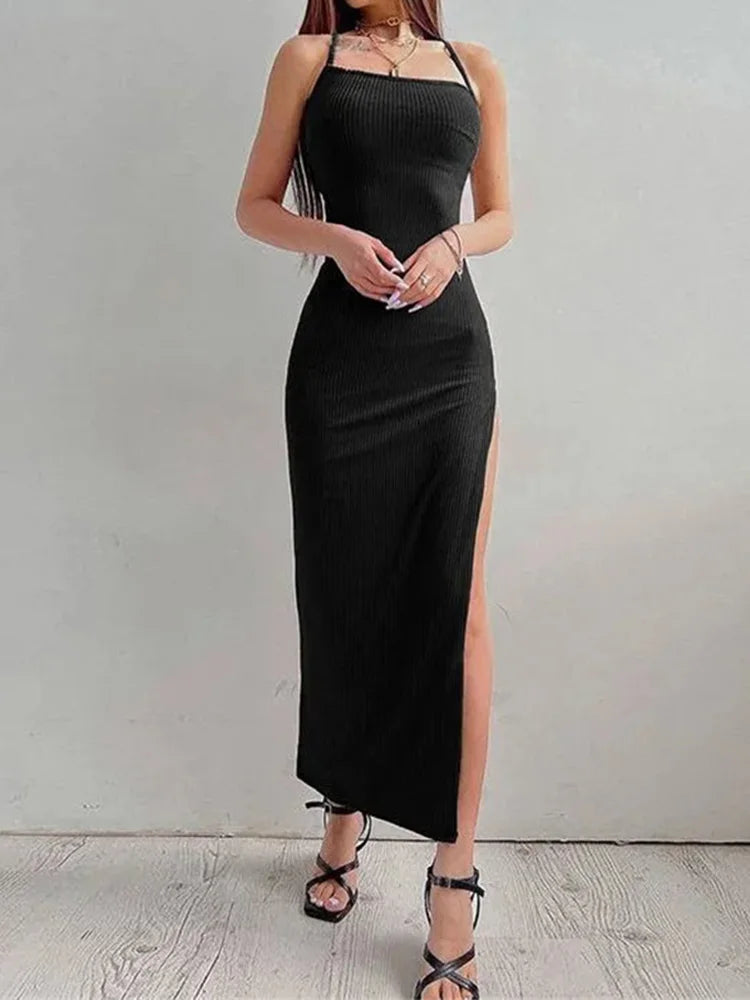 Women’s Sexy Black Long Bodycon Dress