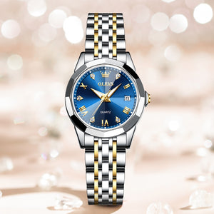 OLEVS Top Brand Women&#39;s Watches Elegant Rhombus Mirror Original Quartz Ladies Wristwatch Stainless Steel Waterproof Luminous New
