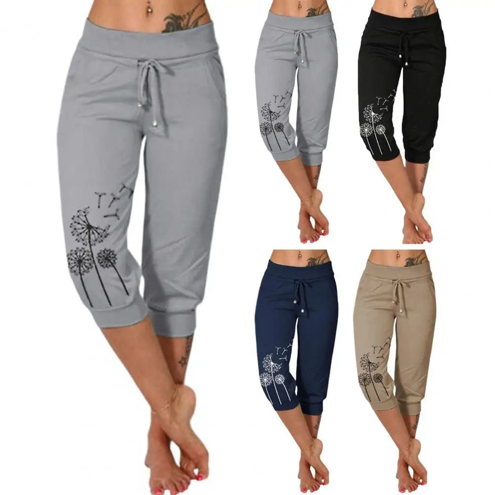Women Cropped High Waist Pants