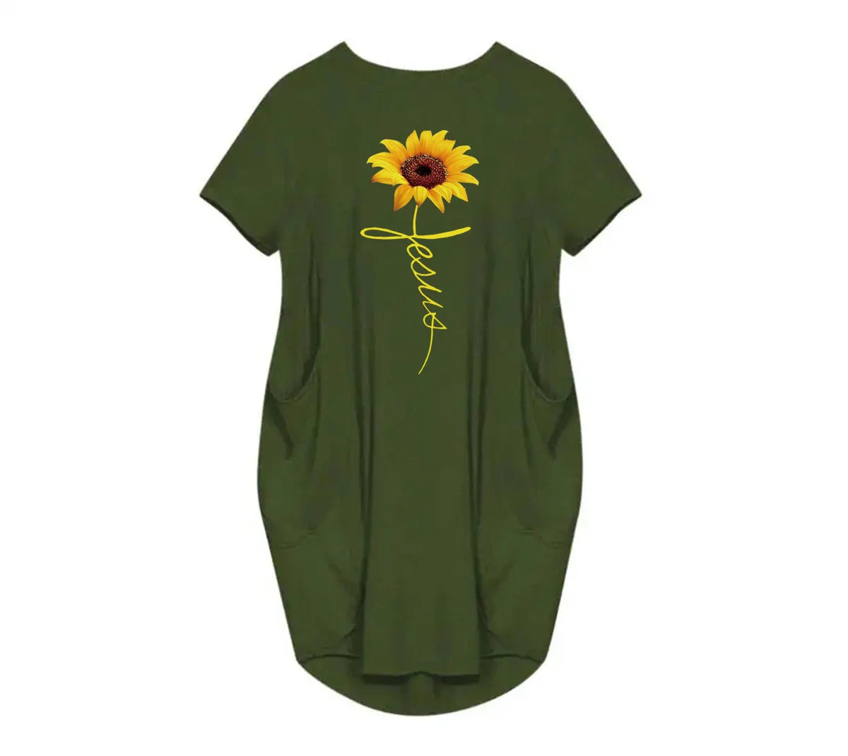 Women's Faith Sunflower Print Loose Size Dress