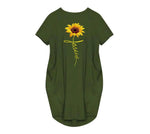 Load image into Gallery viewer, Women&#39;s Faith Sunflower Print Loose Size Dress
