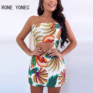 Women's Spaghetti Straps All Over Print Mini Dress