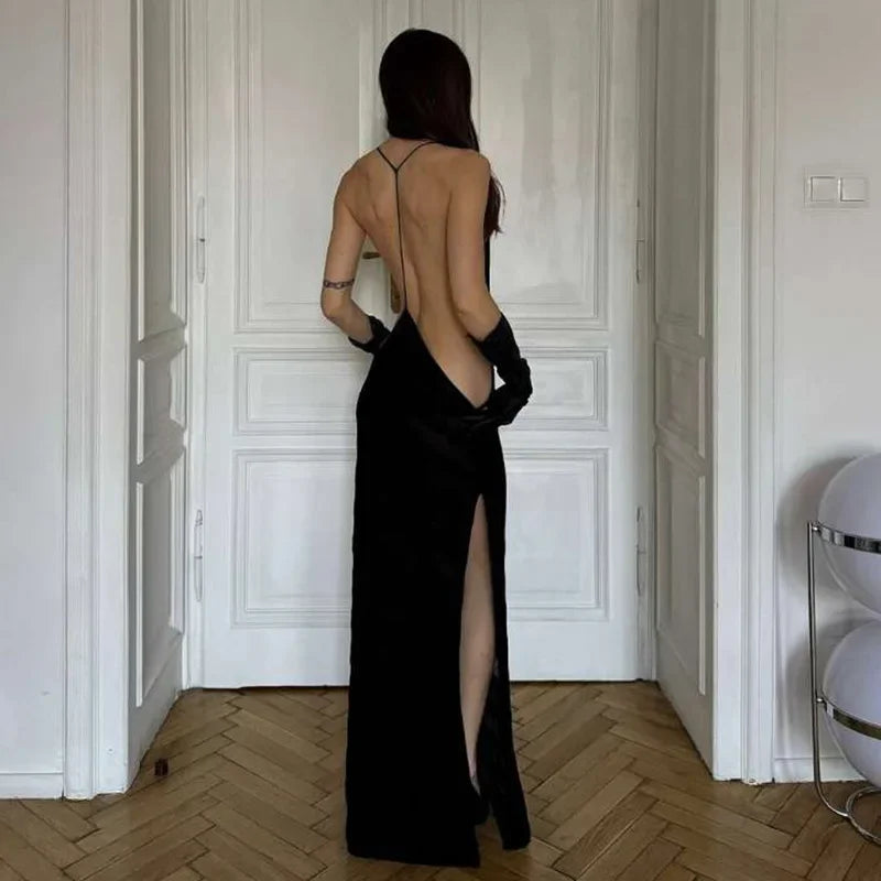 Mesh See Through Halter Dress