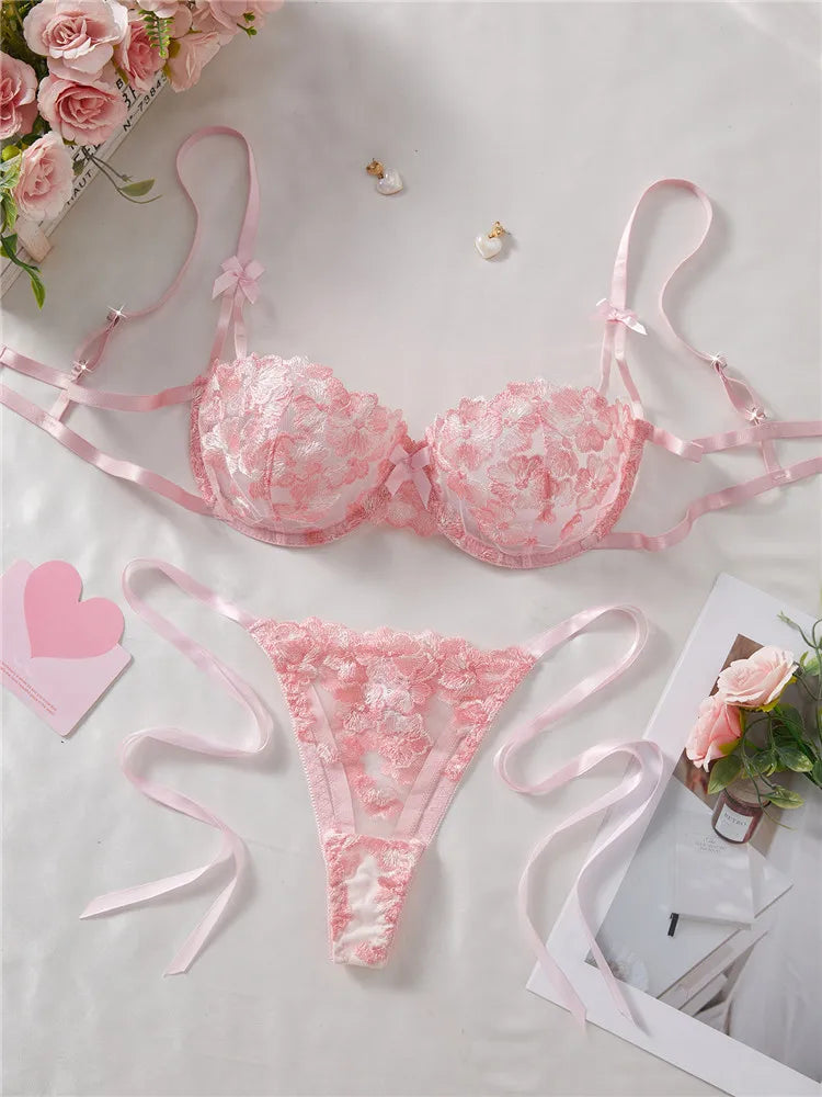 Embroidery Bra Brief Sets