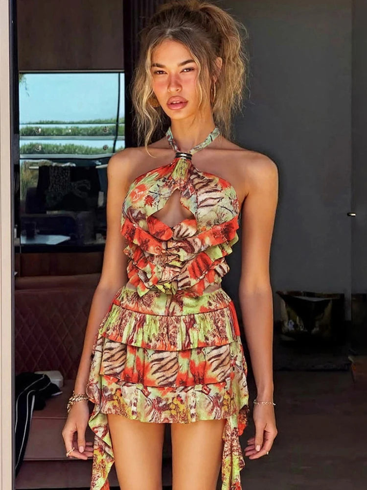 Sisterlinda Women Backless Mini Dress