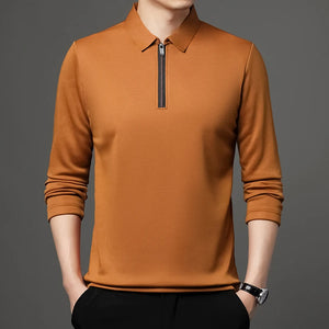 Male Long Sleeve Zipper Polo Shirt