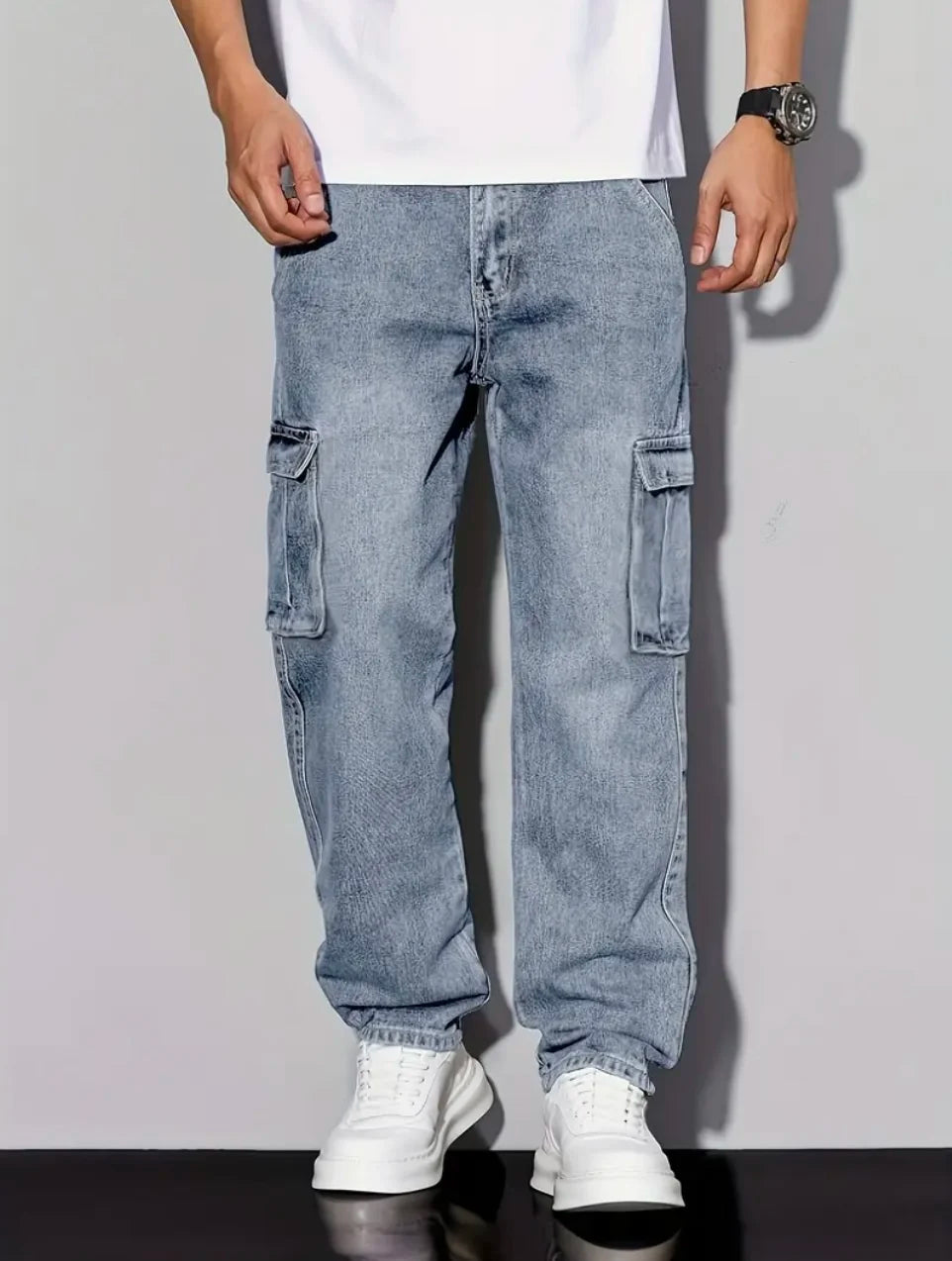 Men’s American Retro Casual Cargo Jeans