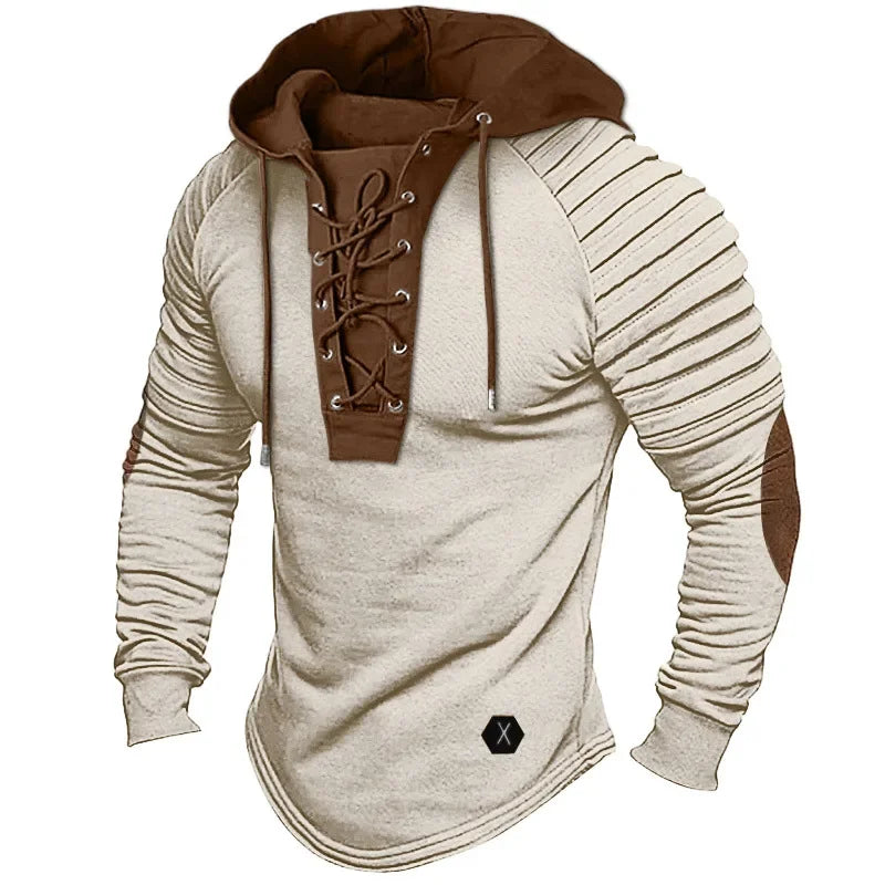 New Style Men's Pleated Hooded Top.
