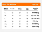 Load image into Gallery viewer, Pants size reference chart with measurements and weight recommendations.

