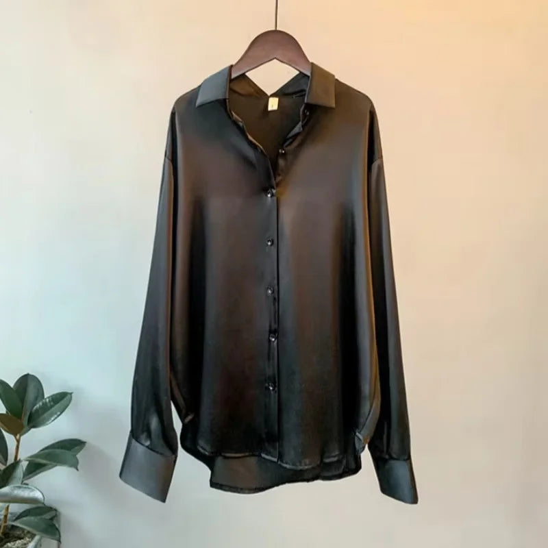 Women's Long Sleeve Satin Top