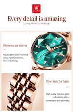 Carica l&#39;immagine nel visualizzatore di Gallery, OLEVS Women Luxury Jewelry Quartz Watch Waterproof Stainless steel Strap Rose Gold Watch for Women Fashion Watch Bracelet Set
