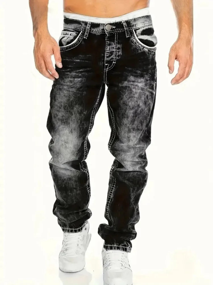 Men’s Vintage Wash Slim Streetwear Jeans
