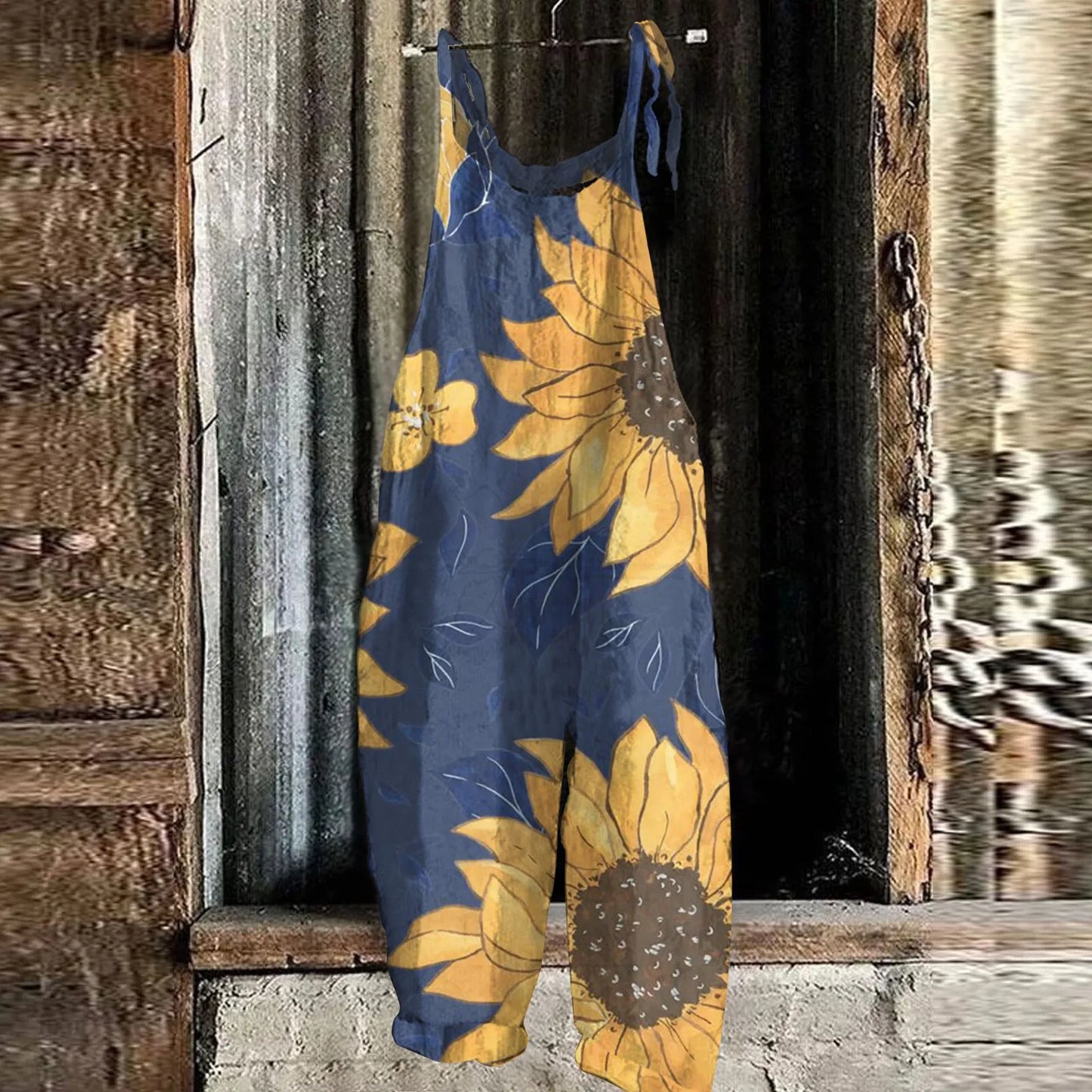 Women Fashion Slim Sunflower  Jumpsuit