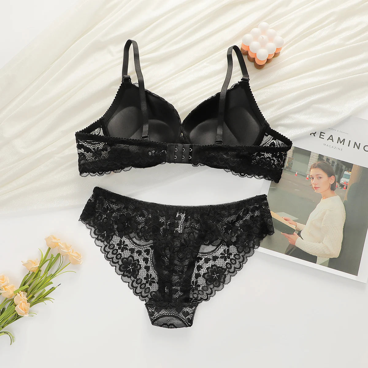 Ladies Push Up Transparent Bra Panty Set.