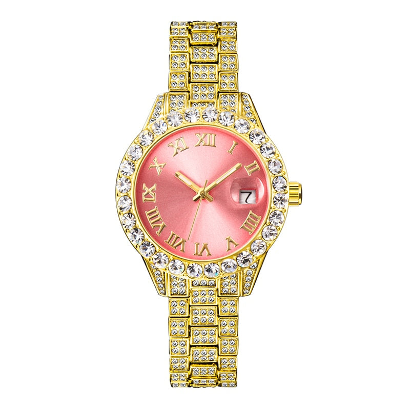 Women Pink Small Face Icy Look Watch