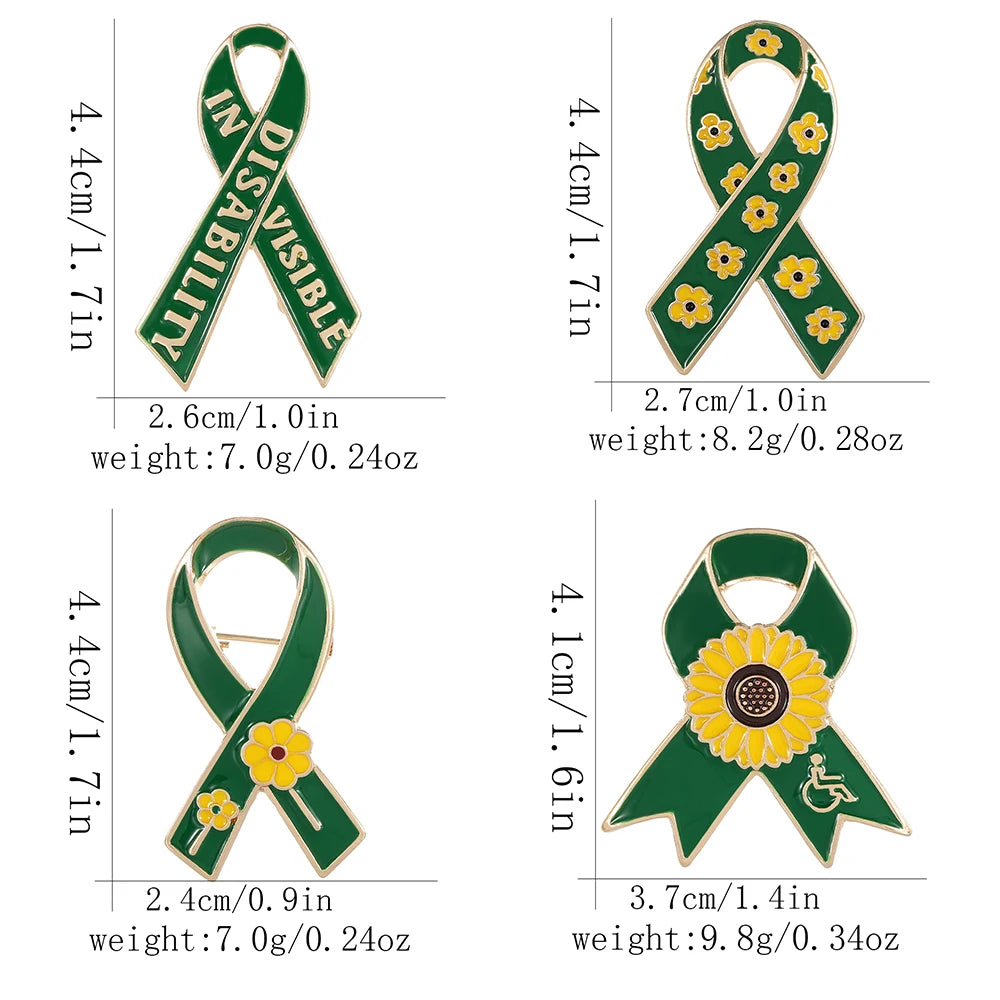 Sunflower Pattern Red Ribbon Enamel Brooches Disability in Visible Hope Pins