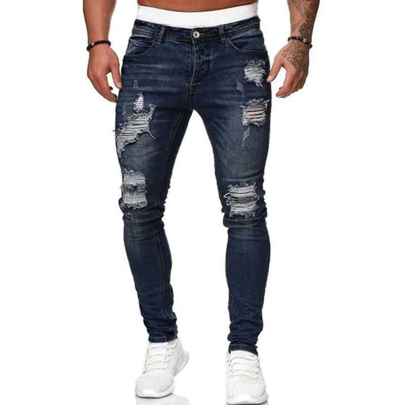 Men’s Ripped Skinny Streetwear Jeans