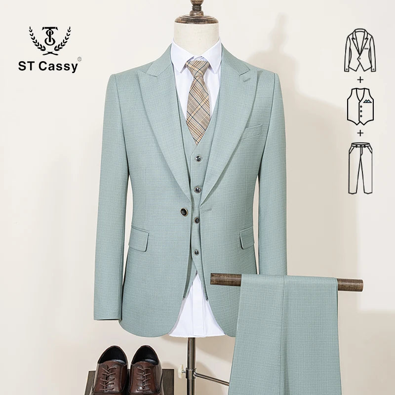 Men's Green Slim Fit Formal Business Suit