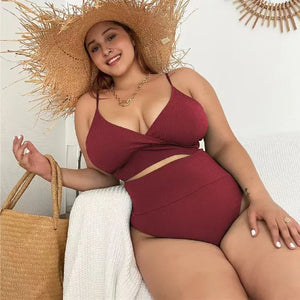 Plus Size Women's High Waist Bikini Set Tummy Control