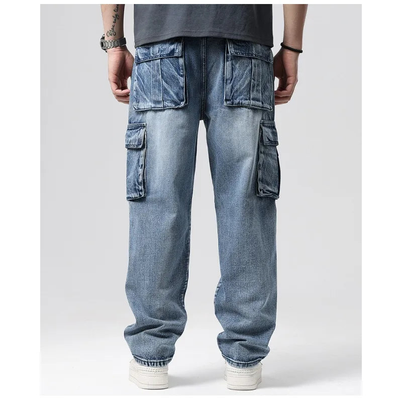 Men’s Wide Leg Cargo Streetwear Jeans
