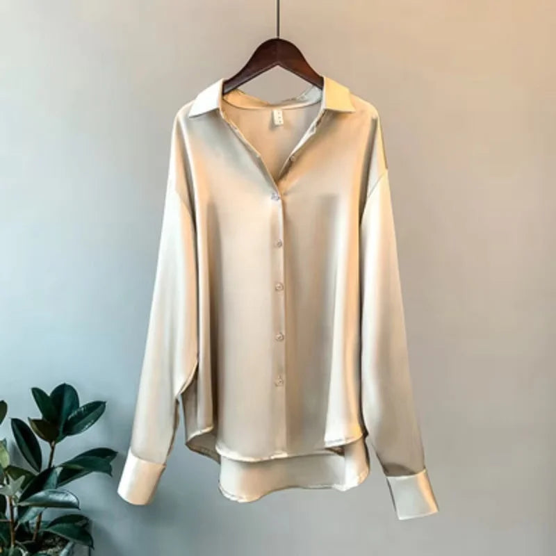 Women's Long Sleeve Satin Top