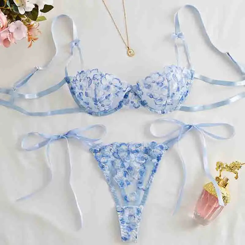 Embroidery Bra Brief Sets