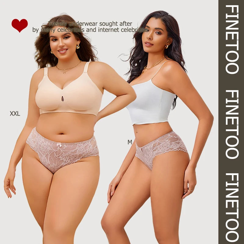 Women's Lace Plus Size 3Pcs Underwear Set.