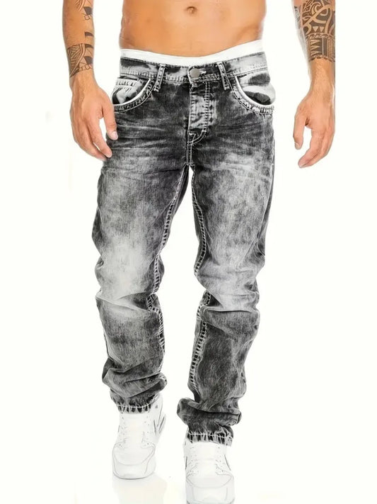 Men’s Vintage Wash Slim Streetwear Jeans