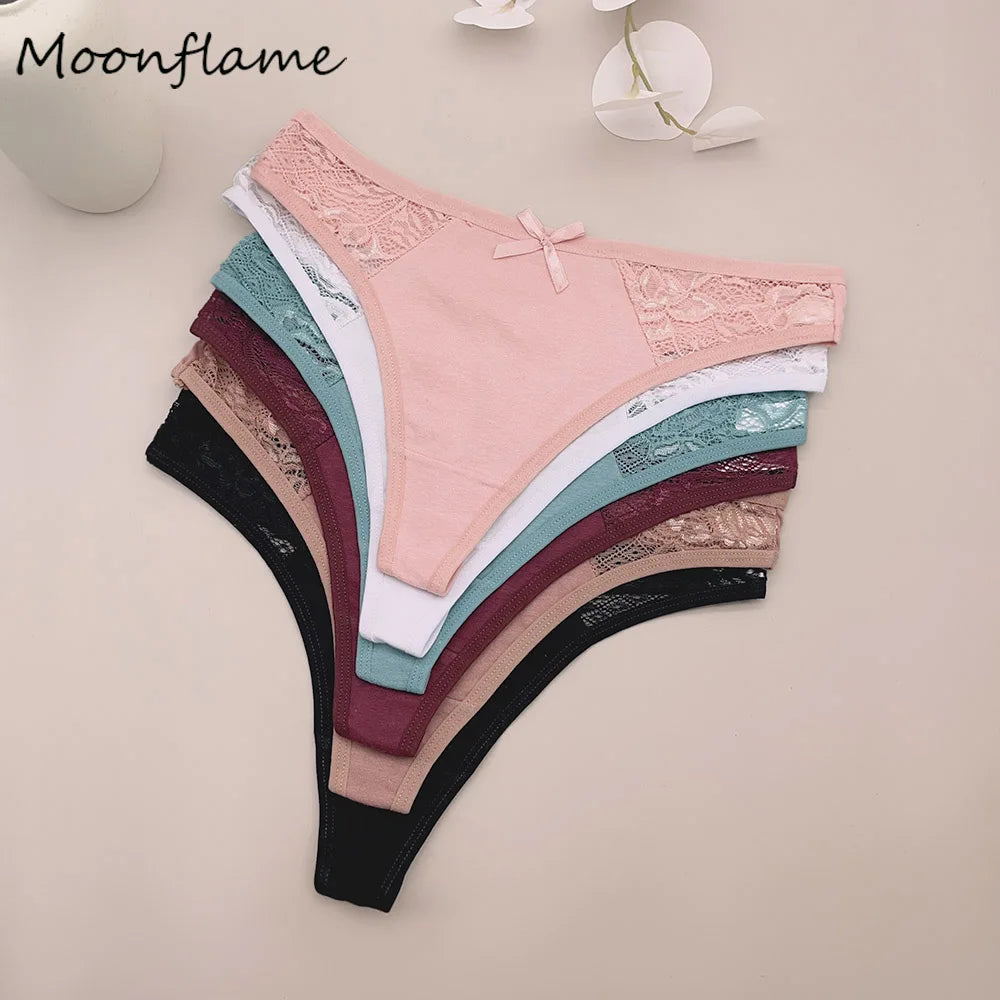 5 Pack of Women's Cotton Lace Thongs.