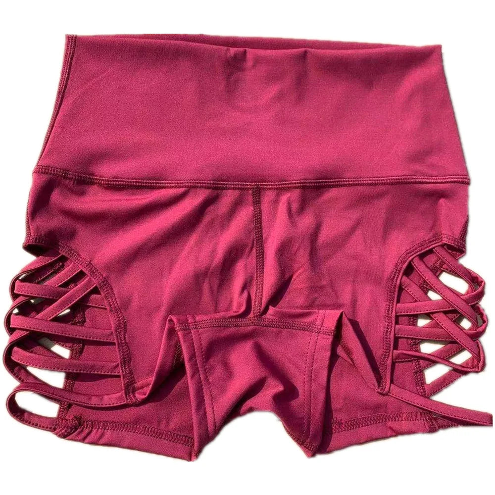 Women's High Waist Hollow-out Workout Shorts