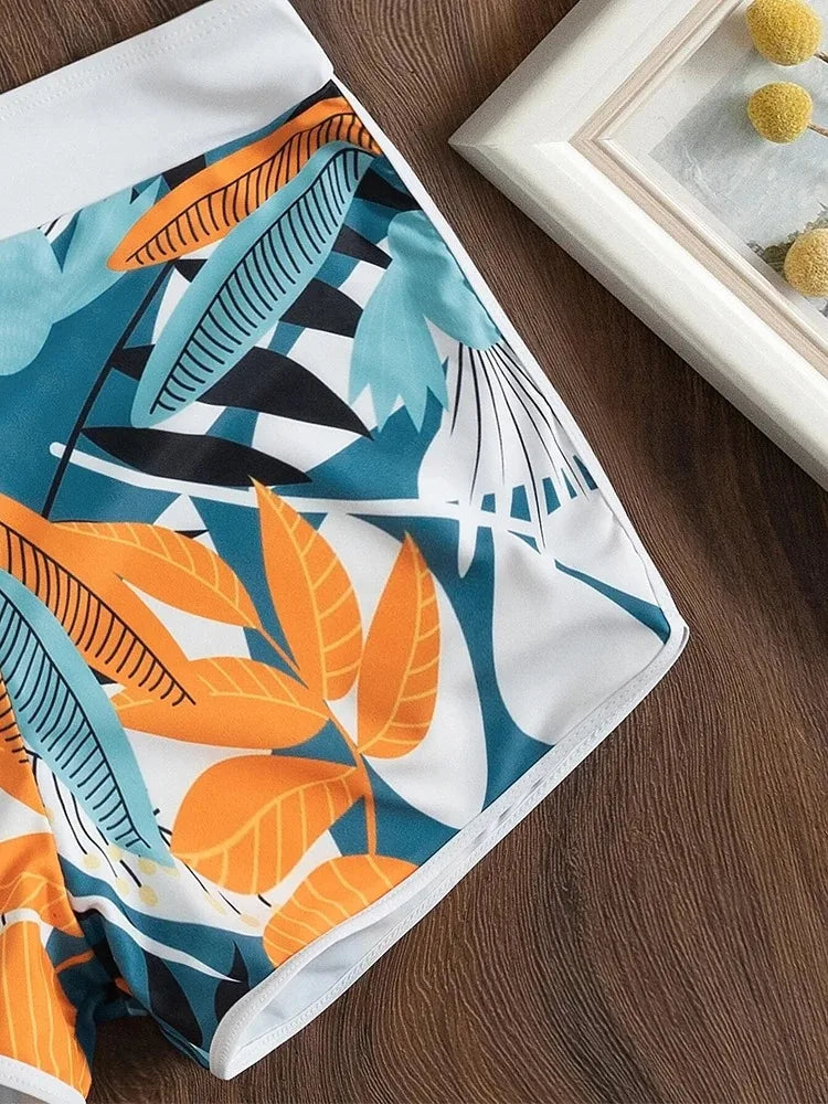 Women Halter Bikini Swimwear Set Short Bathing Suit Beachwear