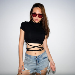 Women Cropped Tether Straps Top
