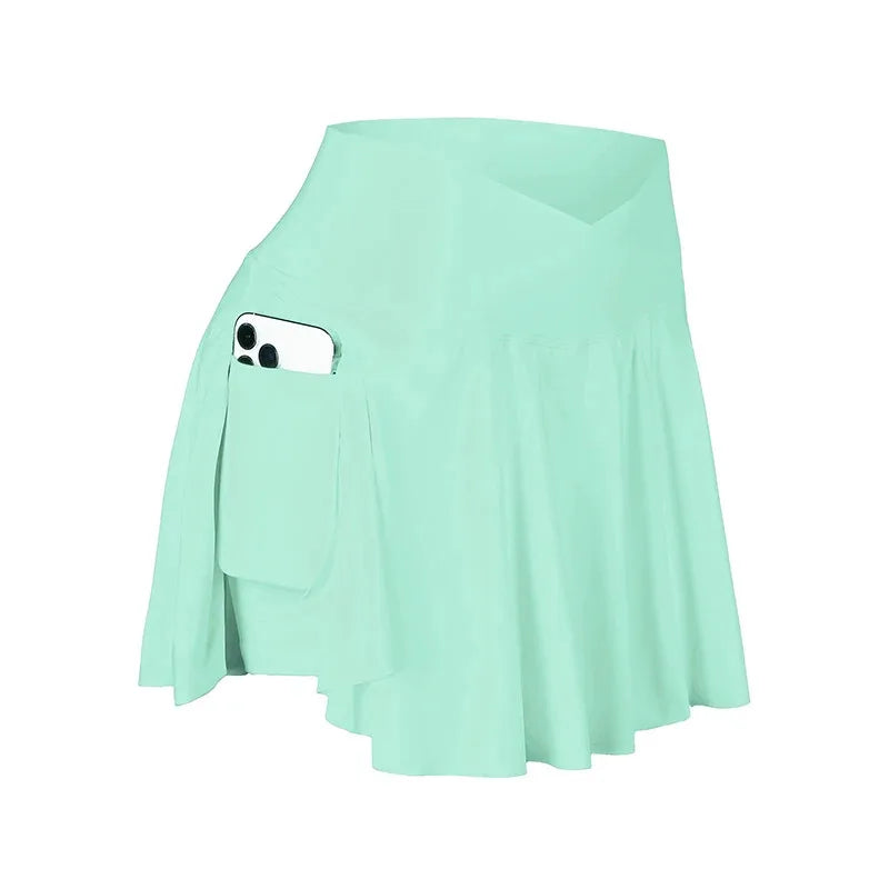 Light green skirt with a pocket on a white background