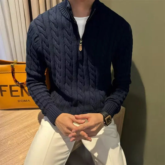 Men's Knitted Half Zipper Sweater.