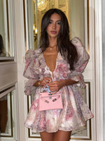 Load image into Gallery viewer, Chiffon Floral Print Layered Women Mini Dress
