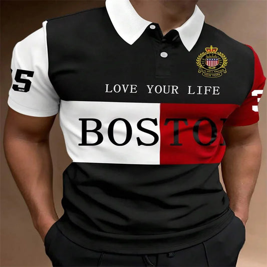 Men's Simple Sporty Ribbed Polo Shirt