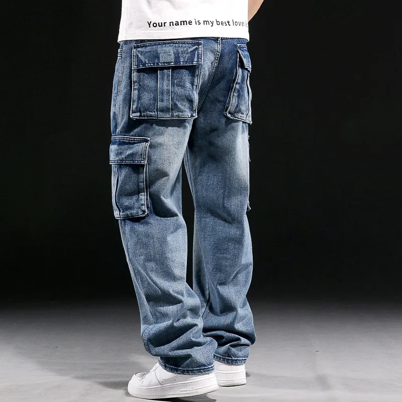 Men’s Wide Leg Cargo Streetwear Jeans