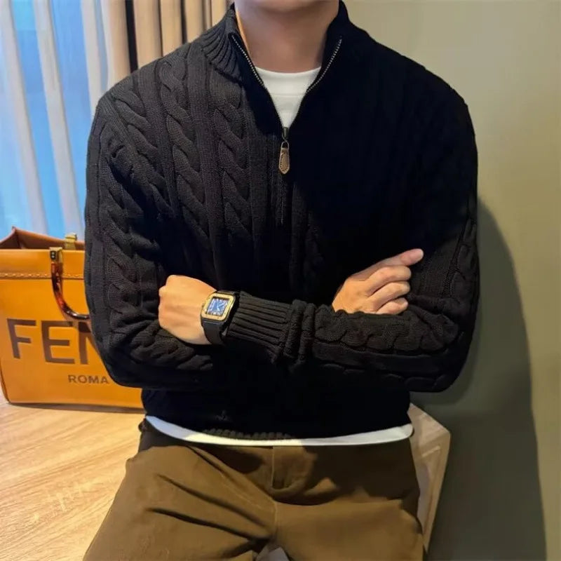 Men's Knitted Half Zipper Sweater.