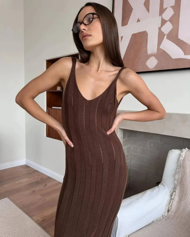 Trendix Knitted Elegant Long Backless Dress