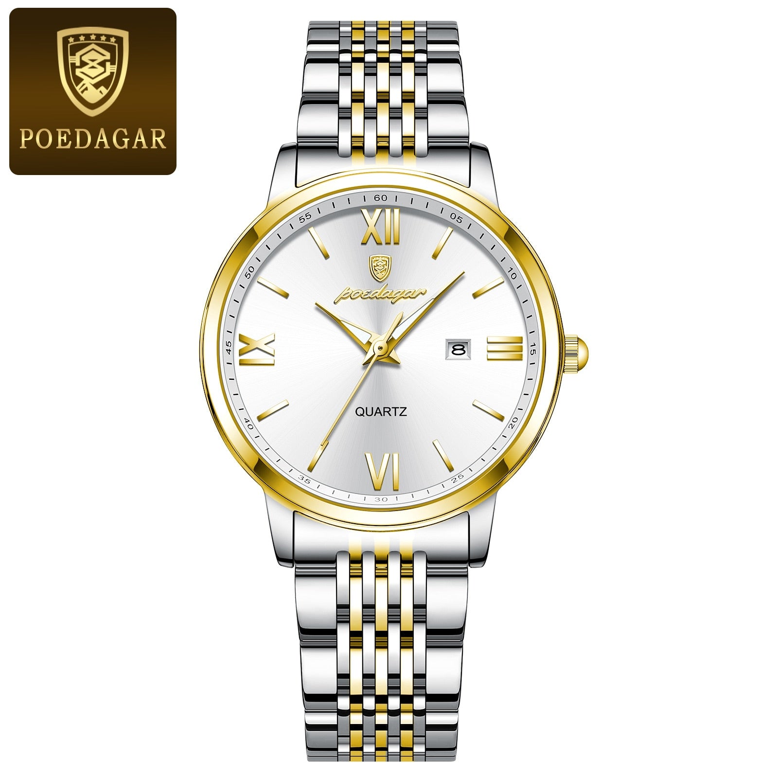 Waterproof Luminous Date Gold Watch For Women