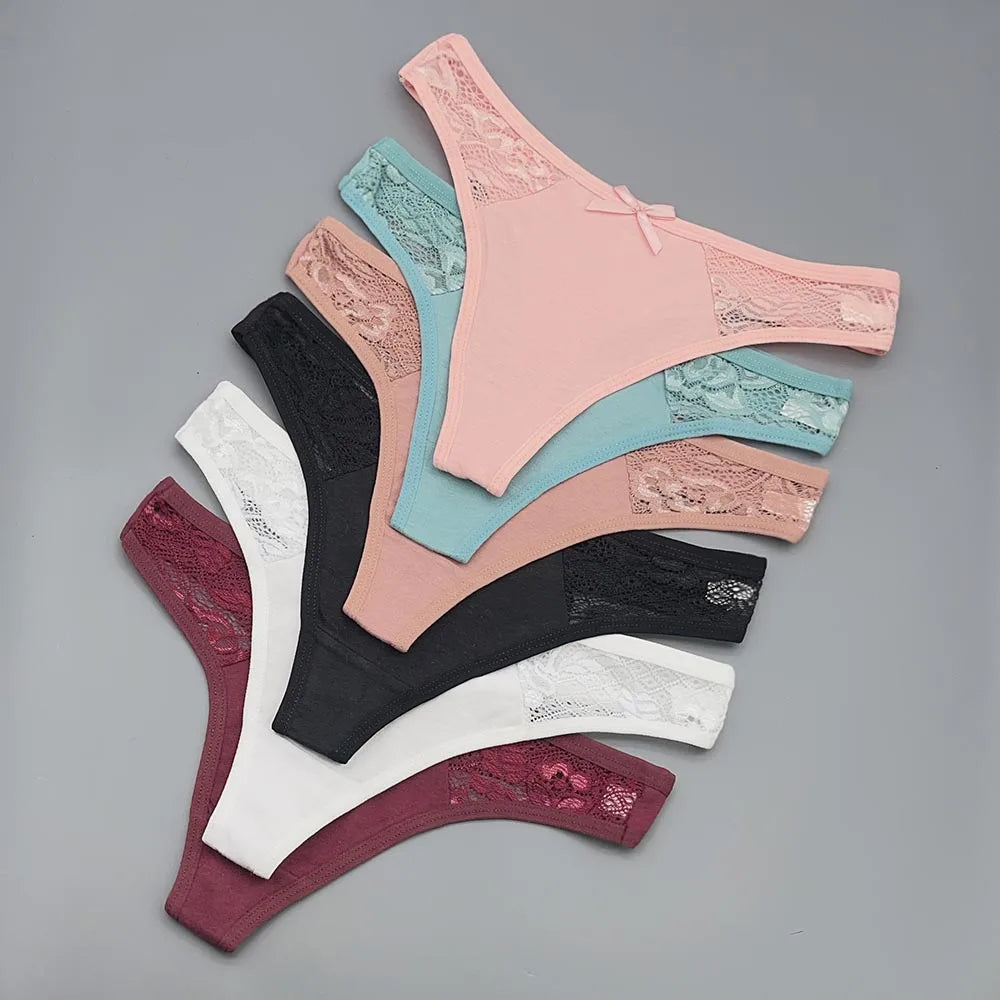 5 Pack of Women's Cotton Lace Thongs.