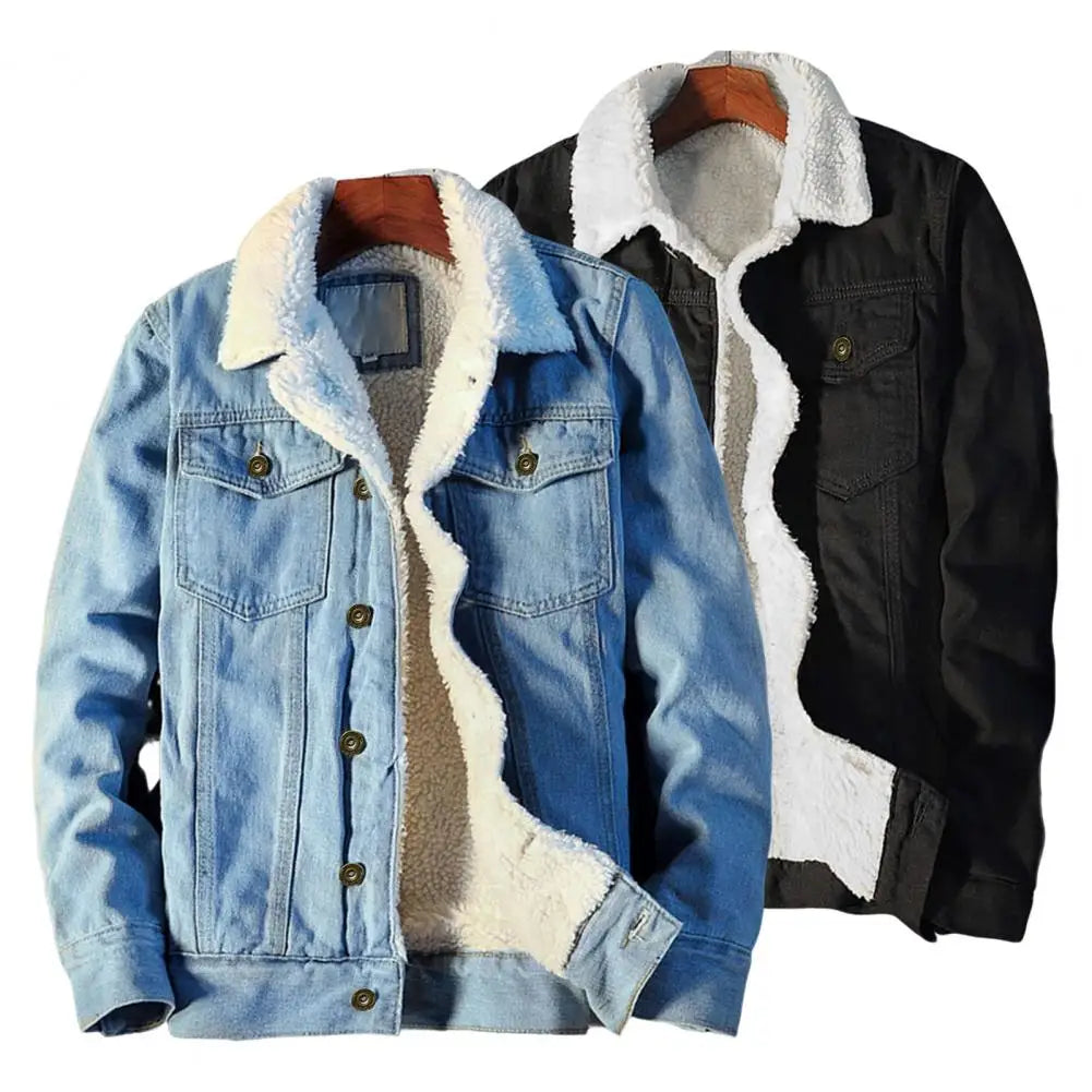 Men's Denim Fashion Fleece Coat