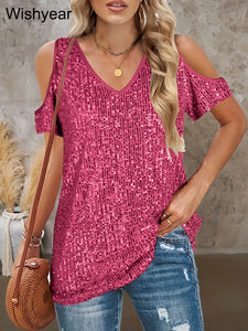 Luxury Sequin Patchwork Woman's Top