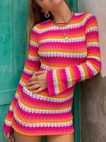 Load image into Gallery viewer, Women Long Sleeved Colored Stripes Mini Dress
