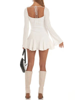 Load image into Gallery viewer, White Long Sleeve Flare Dress

