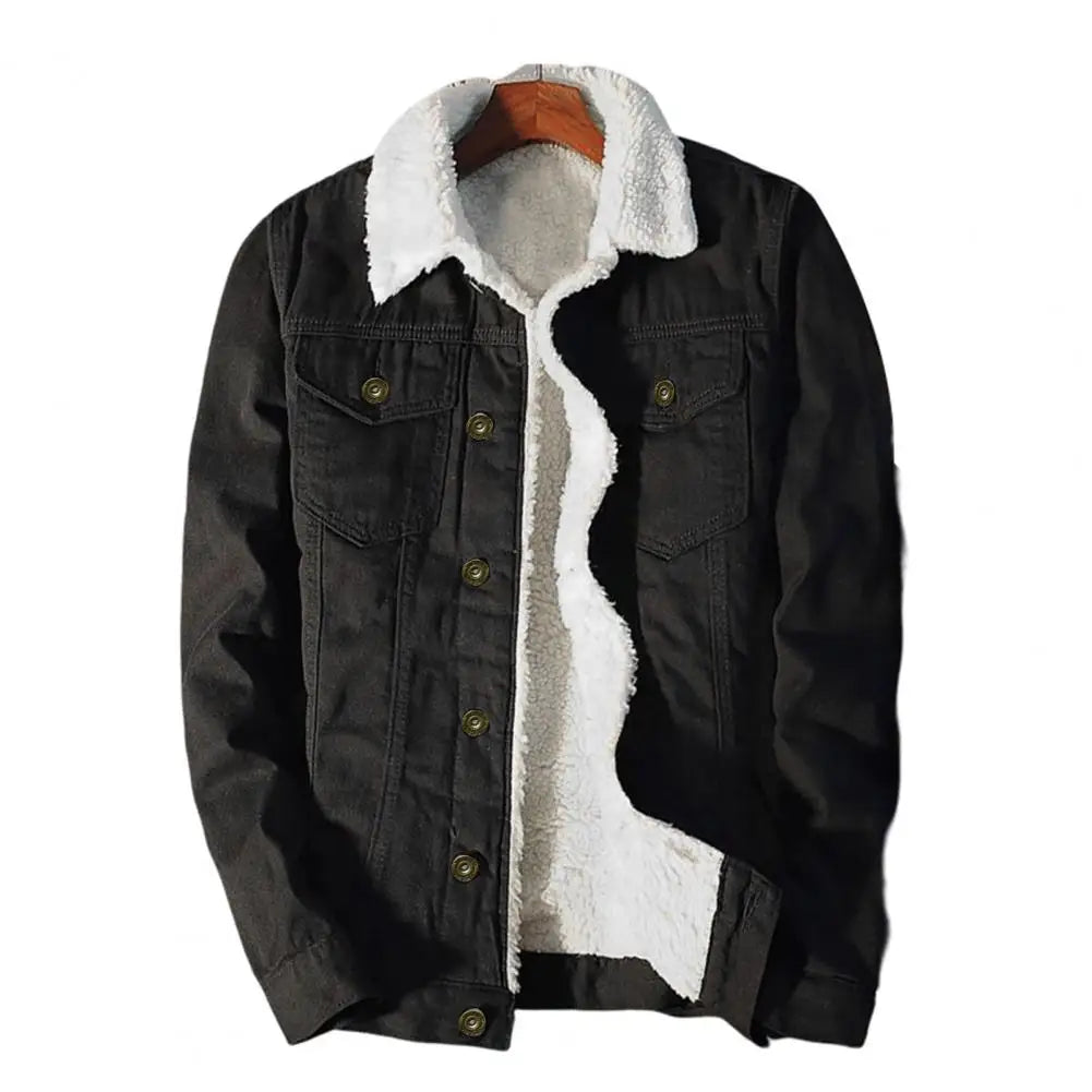 Men's Denim Fashion Fleece Coat