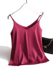 Women Summer Silk Sleeveless Tops