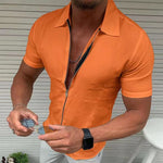 Load image into Gallery viewer, Men&#39;s Short Sleeve Zipper Shirt
