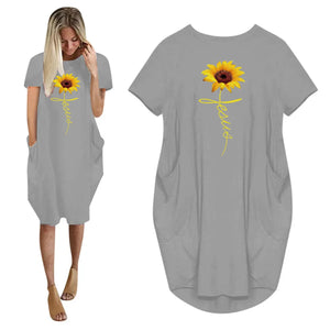 Women's Faith Sunflower Print Loose Size Dress